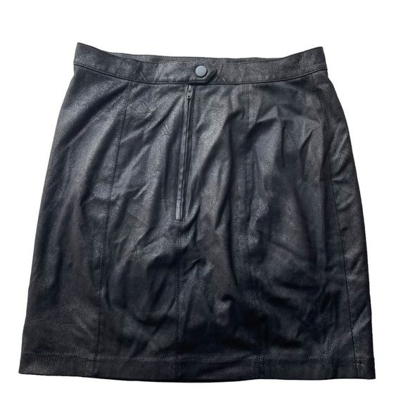 Free People Anthropologie Rumi Ruched Faux Suede Mini Skirt Black Size XSmall - Picture 3 of 6